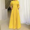 25 European and American women's clothing elegant temperament loose casual single-breasted slit shirt skirt dress long skirt