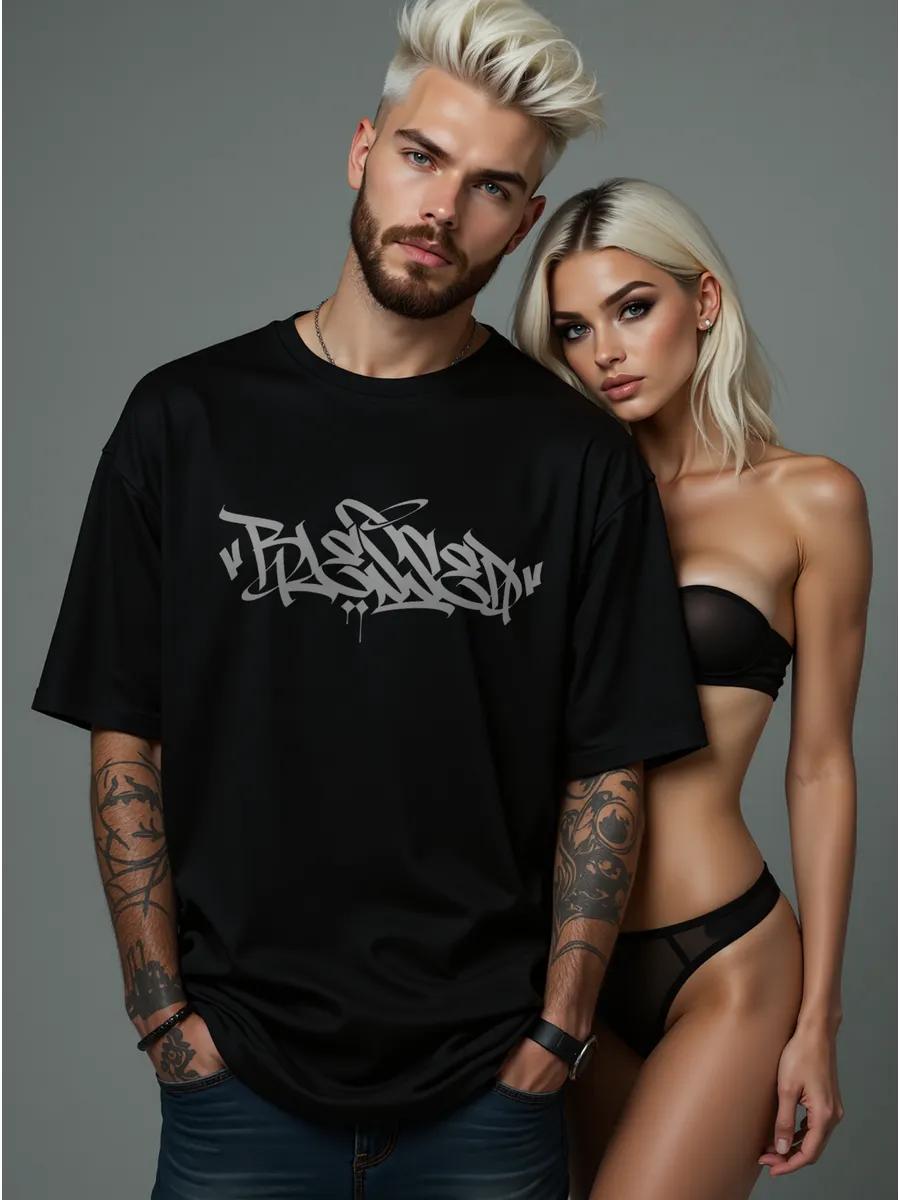 T-shirt with glowing tiger print L