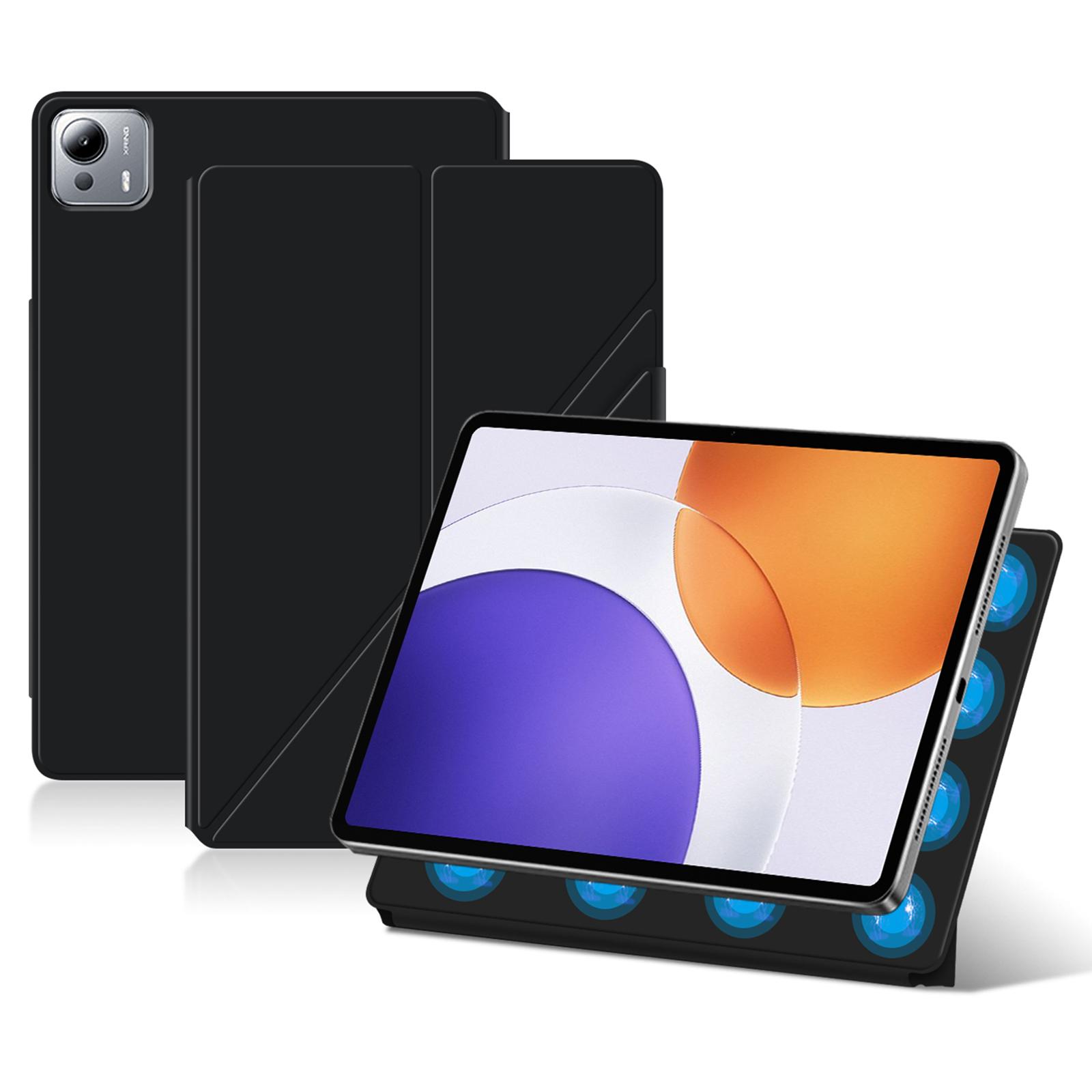 

For Xiaomi Pad 7S Pro 12.5 Leather Case Origami Stand Magnetic Tablet Cover Auto Wake/Sleep Black