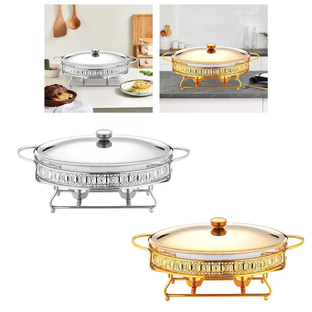 Catering Food Warmer Round Chafing Dish and Holder Buffet Set for Soup Stock Pots Event