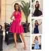 2024 European & American Women's Summer Bowknot V-neck High-waisted Dress