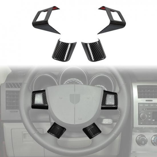 

Carbon Fiber Interior Steering Wheel Decor Cover Trim for Dodge Nitro 2007-2012