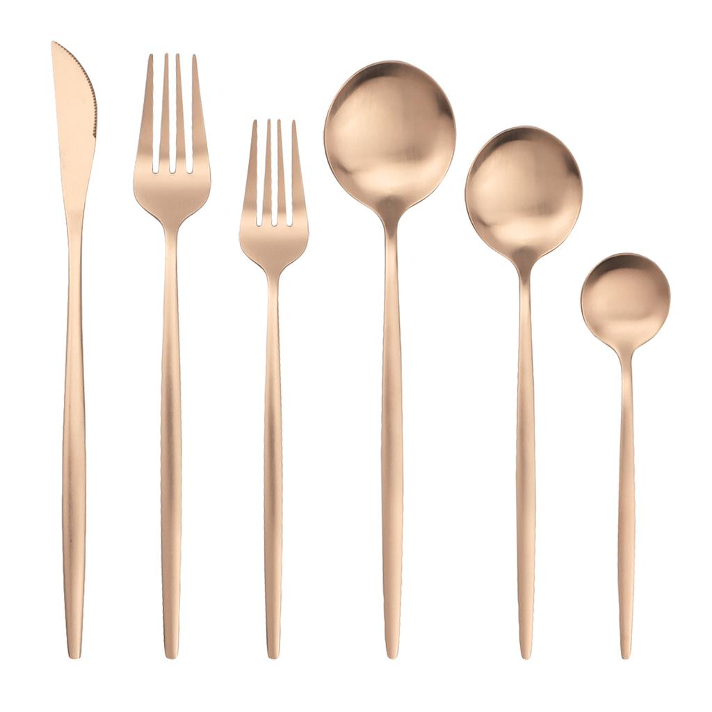 6Pcs Matte Gold Stainless Steel Daily Use Dinnerware Cutlery Set Tableware Teaspoon Flatware Wedding Dinner Dessert Set