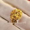 Retro Hydrangea Open Ring for Women - Gold Plated Brass, Chinese Style Floral Jewelry