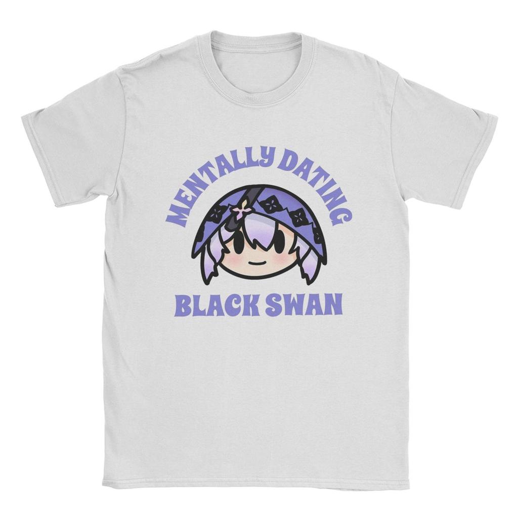 Casual Honkai Star Rail Mentally Dating Black Swan T-Shirt for Men Round Neck 100% Cotton T Shirts Short Sleeve Tees Party Tops