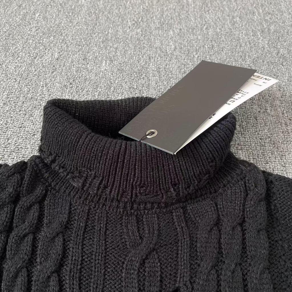 ENFANTS RICHES DEPRIMES Asymmetrical High Neck Cable Knit Sweater