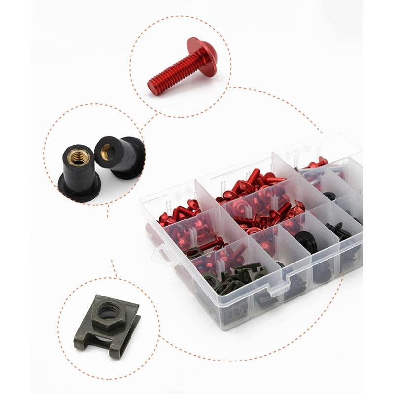 193Pcs Motorcycle Universal Fairing Bolt Kit Screws Fasteners Fixing Sportbike