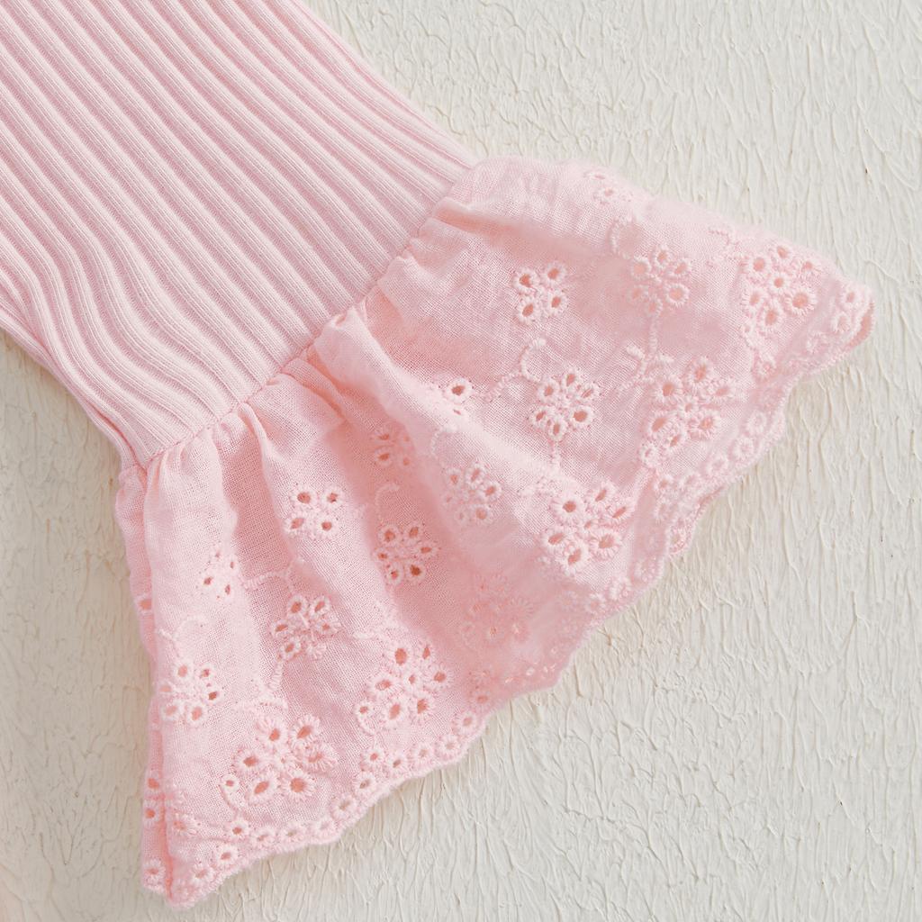 Dívčí holčičí 2dílné outfity Volánkové Dlouhé Rukávy Džíny a roztrhané džínové kalhoty Podzimní oblečení pro batolata