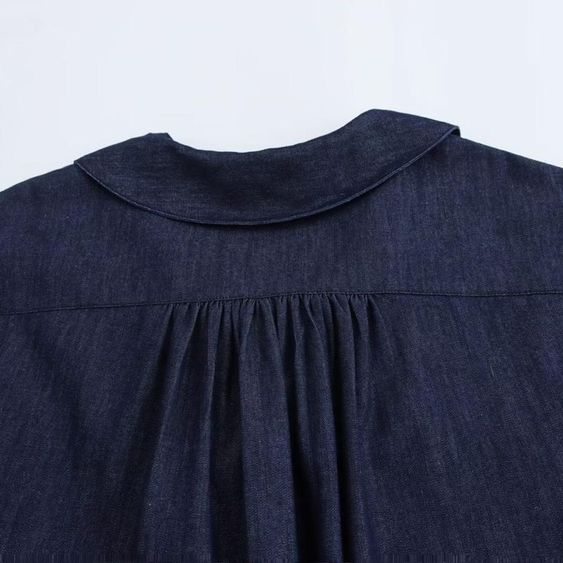 Kaslead New Arrival Women's Clothing Fashion Style Fashion Minimalist Versatile Small Round Lapel Denim Shirt 5520268