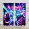 2PCS VR Neon Style Game Night Print Curtain E-sports Headphones Gamepad Print Curtain Rod Pocket 3D E-sports Style Decor Drapes