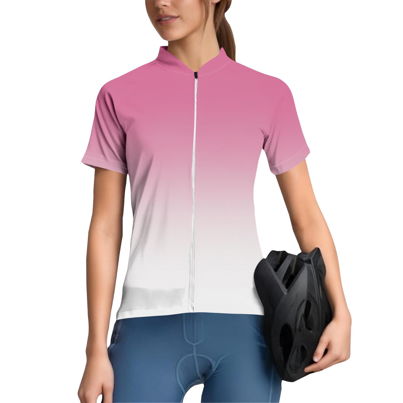 

Женский велосипедный костюм Gradient с короткими рукавами, верх для велоспорта с 3 задними карманами, дышащий, быстросохнущий, влагоотводящая светоотражающая полоса для велоспорта XL арбуз красный