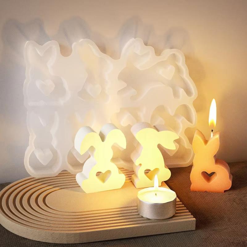 Easter Love Bunny CombodiyAromatherapy Plaster Ornament Rabbit Candle Display Silicone Mold