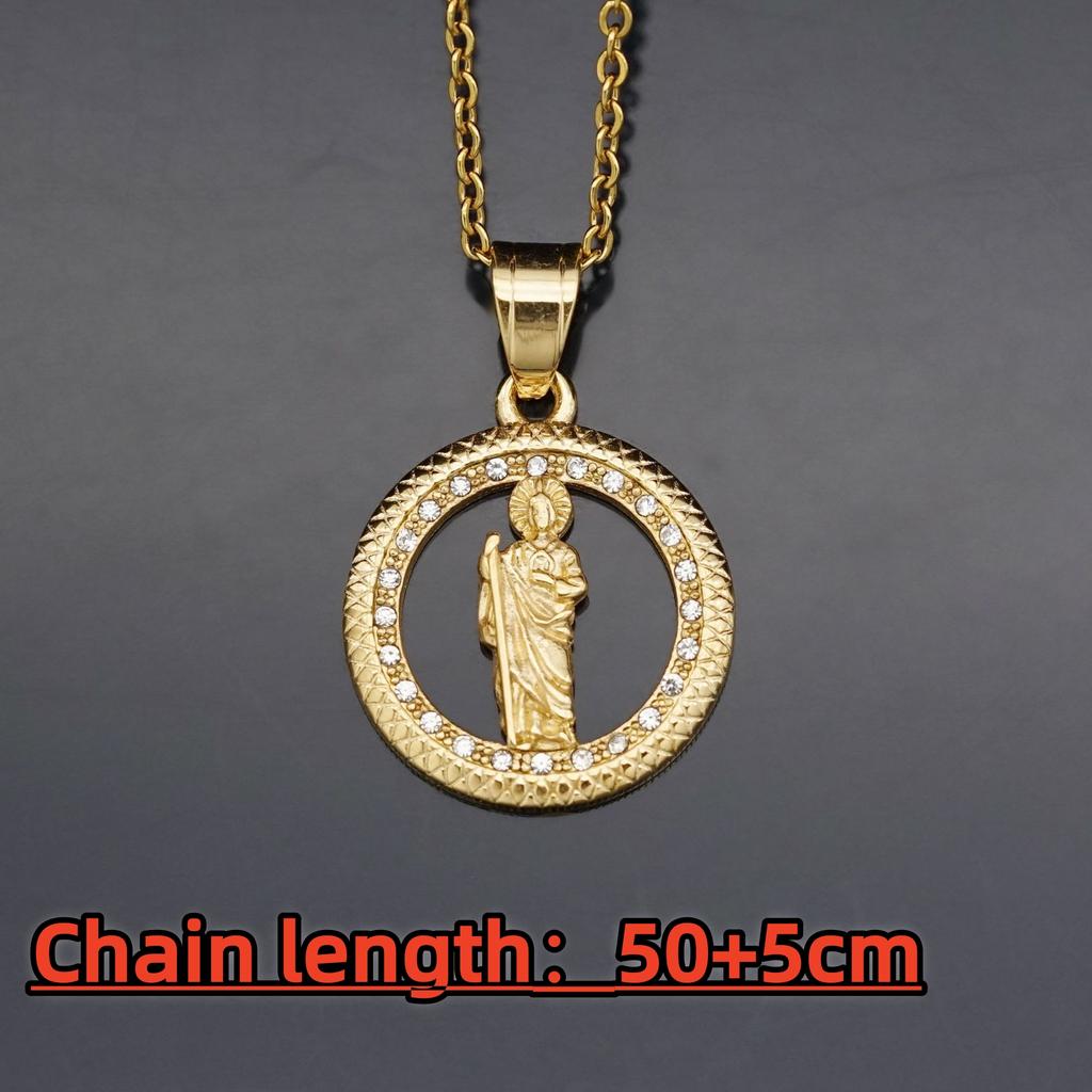 316L Stainless Steel Necklace Chain Gold Color Saint Jude Christian Jewelry Jesus Crucifix Men's Cross Pendant Gift