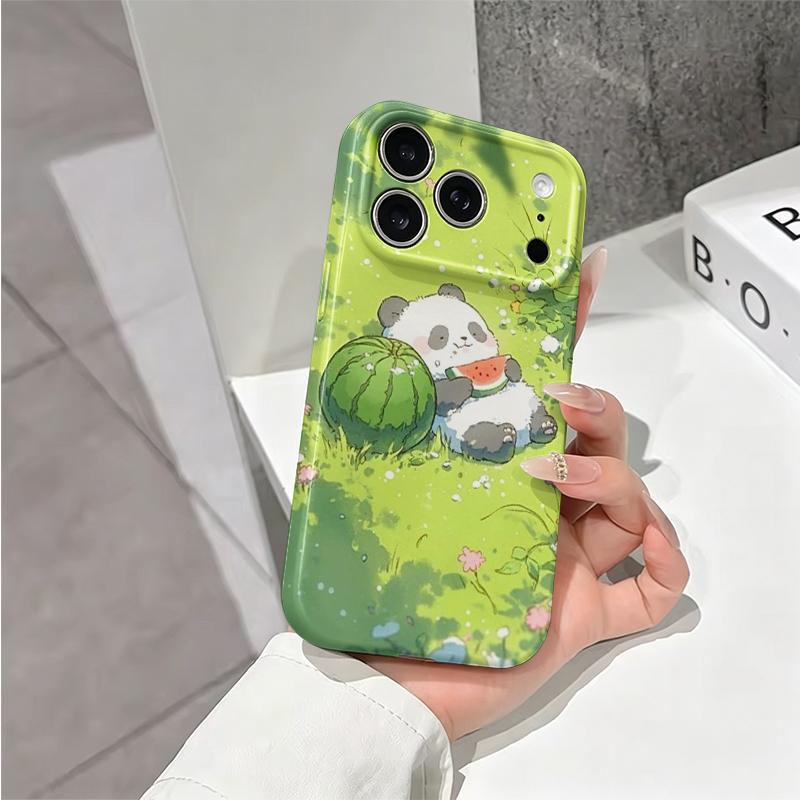Refreshing Summer Panda Melon Graphic Art Film Aesthetic Protective Shockproof Bumper Phone Case Cover For iPhone 13 14 15 16 17 Pro Max Plus