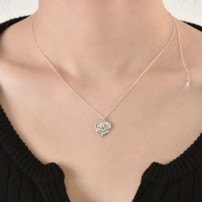 Silver 925 heart rose basic necklace (2ver.)