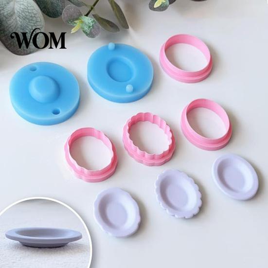 Silicone Tray Base Molds 12Pcs Mini Plate Clay Molds, Earring with Positioning Base, Multi?Shape Polymer Craft Supplies Cutters for DIY Earring,