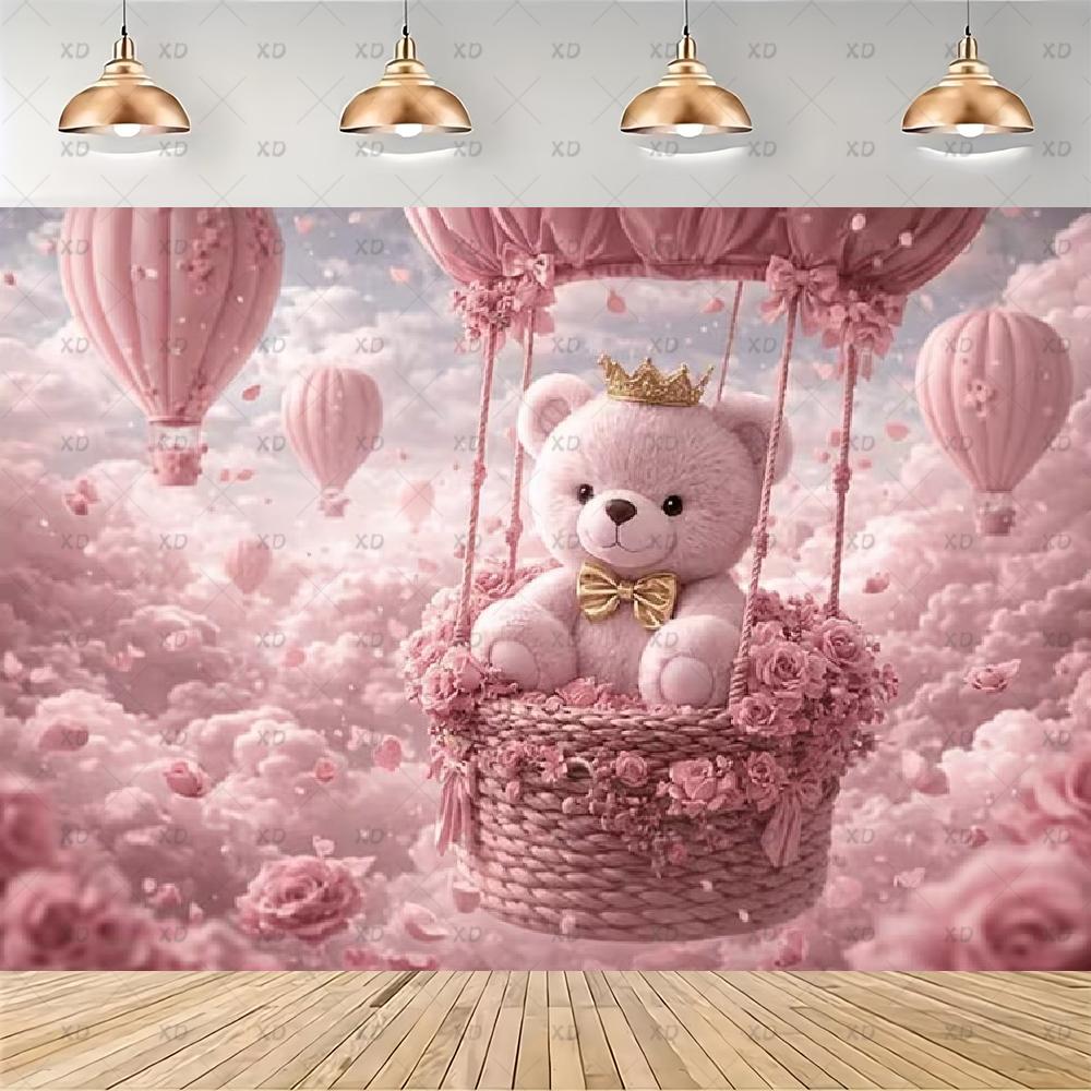 Pink Teddy Bear Photography Backdrop Sweet Dreamy Birthday Party Decoration Background Baby Shower Photo Booth Banner Supplies