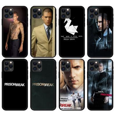Svart tpu-fodral för iphone 5 5s se 2020 6 6s 7 8 plus x 10 XR XS 11 12 mini pro MAX bakskal Prison Break-fodral