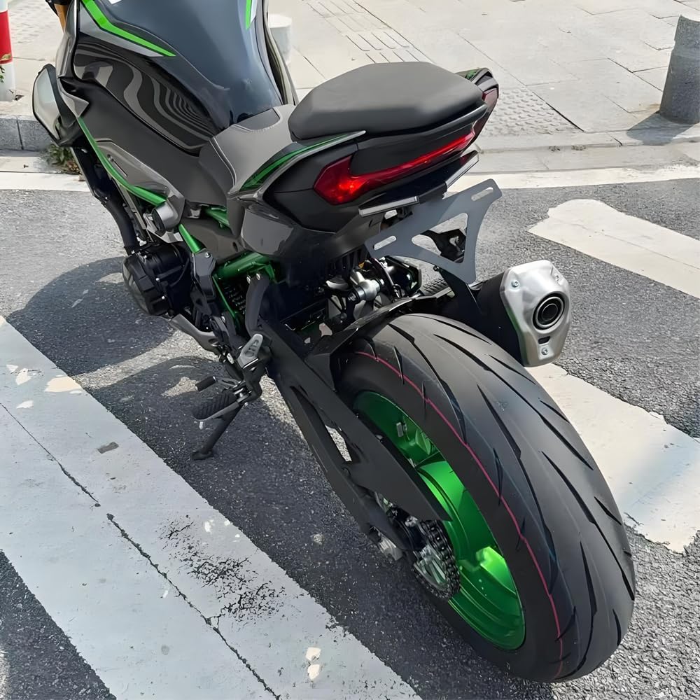 Compatible with Z900 2025 Z900 License Plate Holder with LED Turn Light Short Tail Motorcycle Integrated License Plate Holder Turn Signal Fender