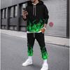 Fashion Flame 3D Print Hoodie Pant Sets Men Casual Hip-hop Sweatshirts Sweatpants Two Piece Suits Tracksuit Man Street Clothing