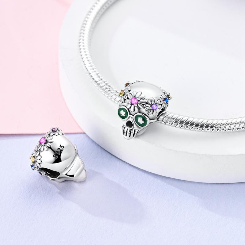 Halloween Series Charms Bead Copper Luminous Pumpkin Skull Witch Black Cat Fit Bangle Bracelet Necklace Diy Jewelry