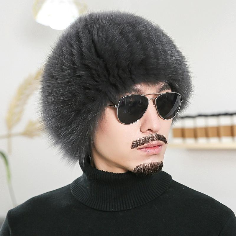 Fox Hair Hat Men's Winter Warm Ear Protection Northeast Leather Straw Hat Ethnic Wind Mongolian Hat Russian Snow Hat