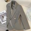 Women's Spring and Autumn High-End Slit Blazer with Turn-Down Collar - Korean Design Fashion Suit Top