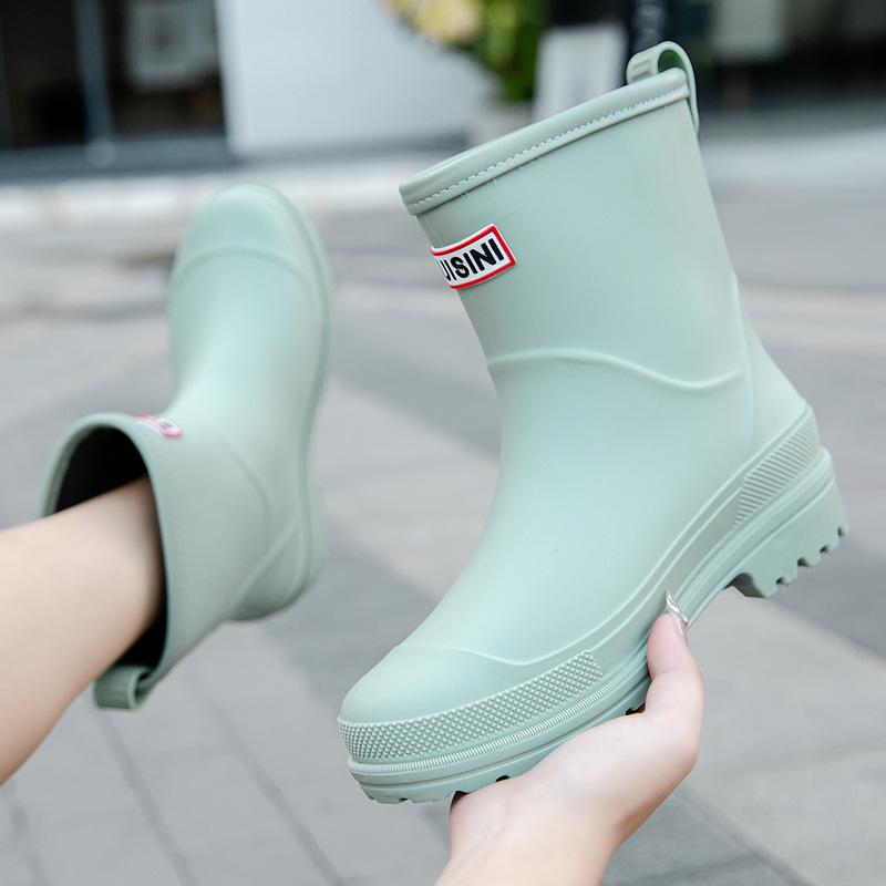 2025 Women's Mid-Calf Rain Boots - Edge Binding, Anti-Abrasion, Lightweight, Rubber Kitchen Cover Shoes