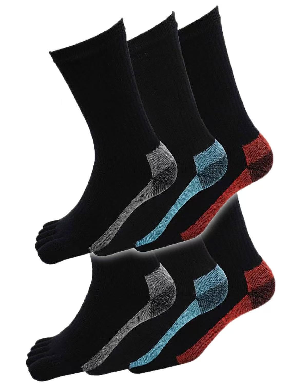 

GREAT STONE Носки Прочные и Долговечные Носки с Шелком Размеры Мужские Пятипалые (Набор 6) - Двухслойная подкладка, Плотная, Влагоотводящая, Быстросохнущая,