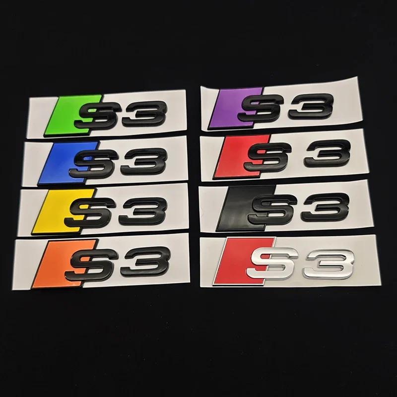 Adesivo Emblema S3 Cromado ABS Verde Amarelo Roxo Azul Preto 3D para Porta-malas Traseiro de Carro Acessórios S3
