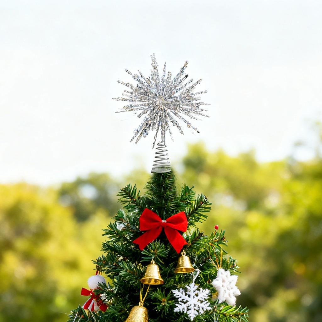 Christmas Tree Star Topper Glowing Snowflake Pendant Xmas Tree Topper Christmas Festival Supplies Xmas Decorations Ornaments