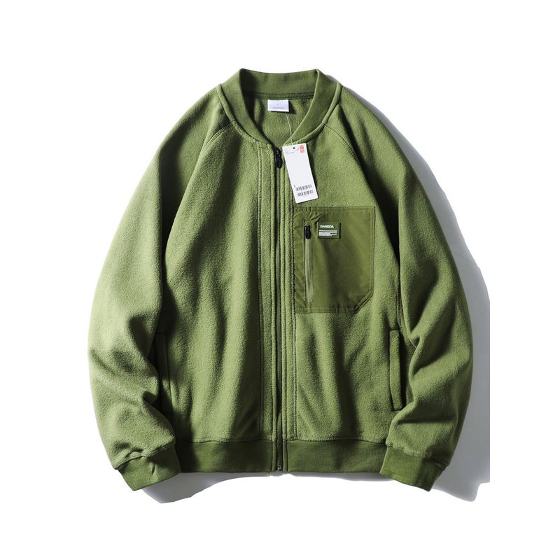 American Double-Sided Polar Fleece Jacket Men's Fall/Winter Baseball Uniform Export Cardigan Outdoor Fleece Coat Liner Jacket