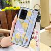 Waterproof Durable Phone Case For Oukitel C21 Wristband Wrist Strap Shockproof Silicone Kickstand Protective Ring Flower