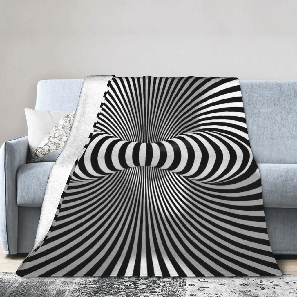 Whirlpool Dizziness Pattern Plush Flannel Throw Blanket for Couch Chair Sofa Bed  Super Soft Bedspread for Girls and Boys