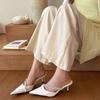Summer Women's Crystal Mules Slippers Elegant Cover Toe Dress Slides Ladies Dancing Party High Heel Shoes