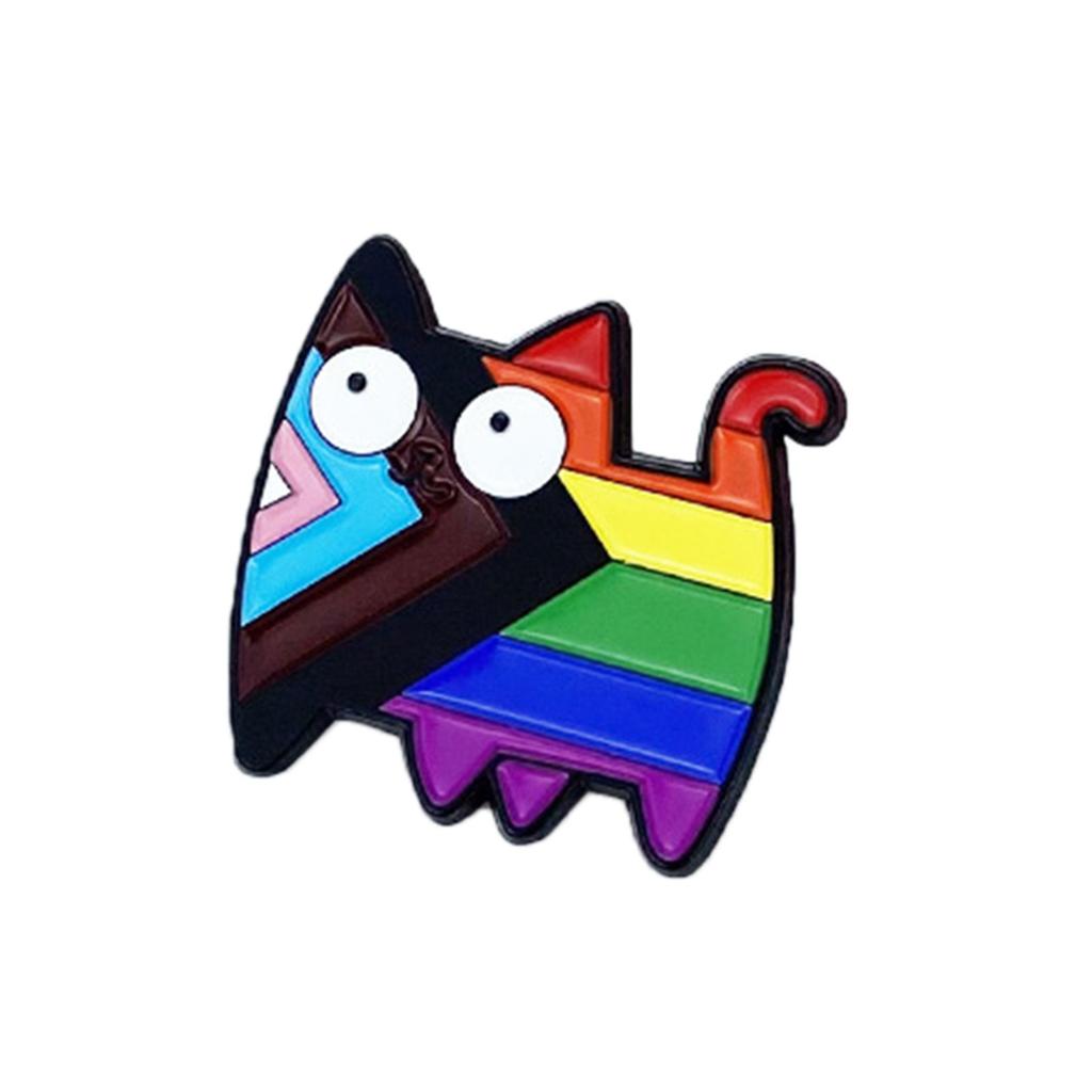 Colorful Rainbow Cats Lapel Pin Stylish Animal Shaped Breastpin Fashionable Enamel Brooch for Jackets and Backpacks