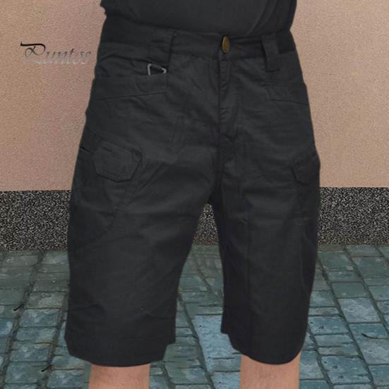 

Men Summer Shorts Elastic Waist Mid-rise Cargo Shorts with Multi Pockets Design Fastener Tape Zipper Fly Casual Shorts M чёрный