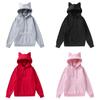 Felpa Base con Orecchie da Gatto da Donna con Scollo a V e Tessuto in Poliestere per Uso Casual Primaverile
