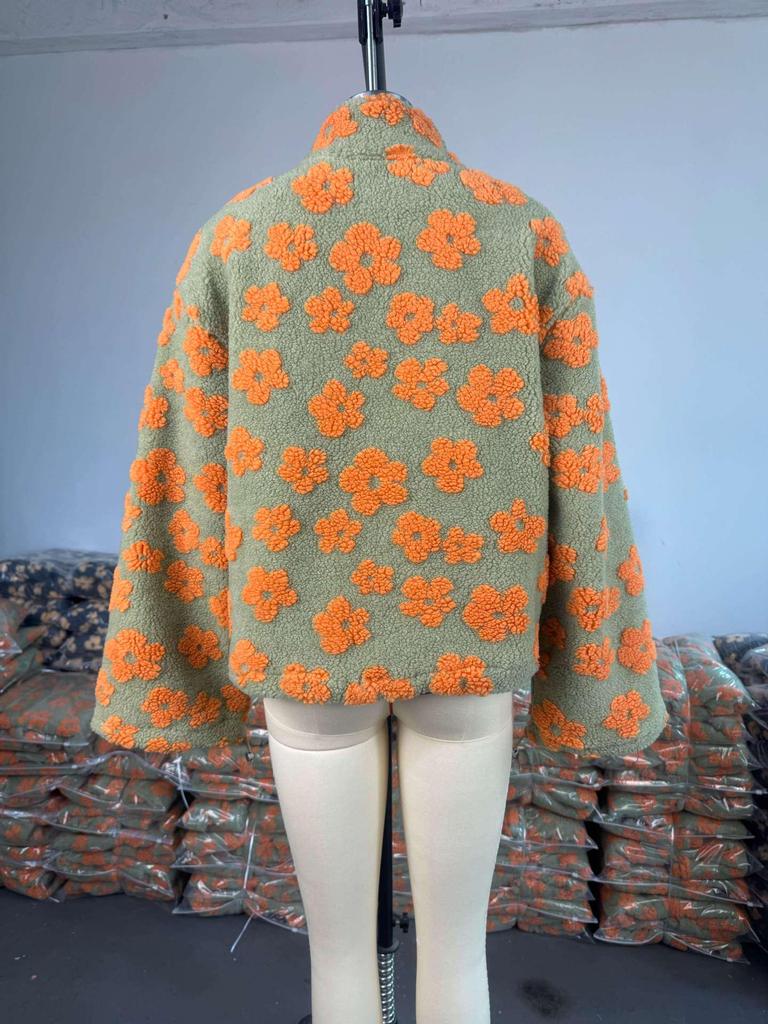 Dámská volná mikina na zip s potiskem jehněčí vlny, jaro 2025