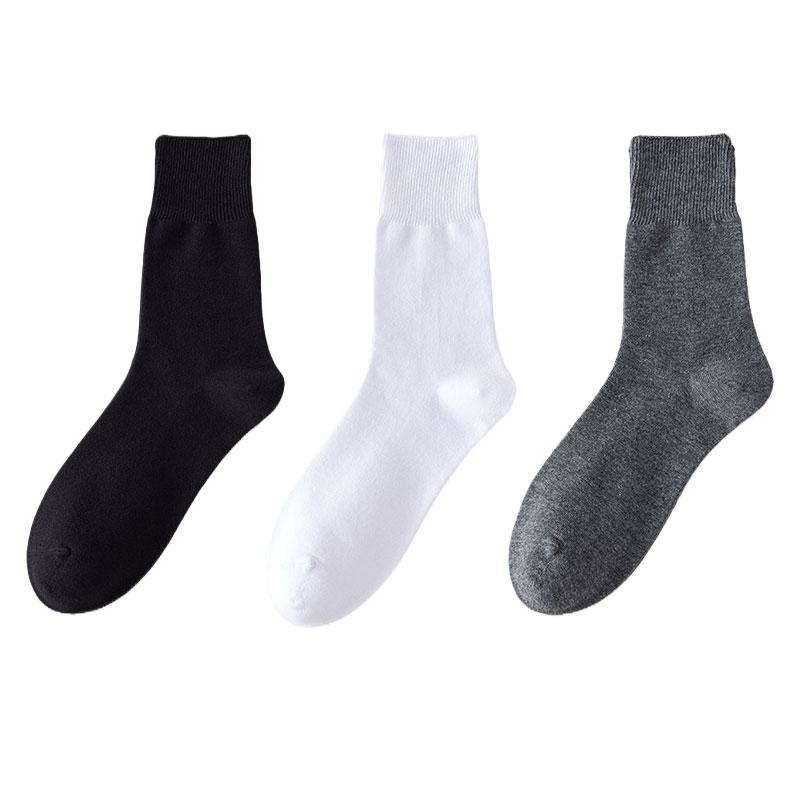 

3 Pairs Men S Loose Cuff Crew Socks In Black White Gray Color Non-Binding Socks Plus Size For Men Eu Shoes 43-48 Us 10-13 43-48