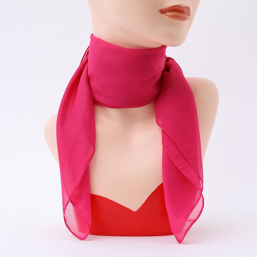 Solid Color Chiffon Small Scarf Women'S Neckerchief 65*65Cm Square Scarf Shawls Female Hair Ties Bands Shawls