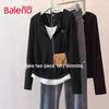 Baleno Women's Faux Two-Piece Long-Sleeve T-Shirt
