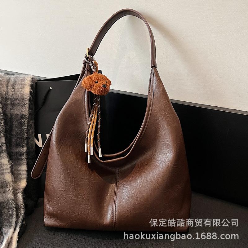 Premium sense Maillard tote bag women's 2025 new autumn and winter retro shoulder bag large capacity commuter bag