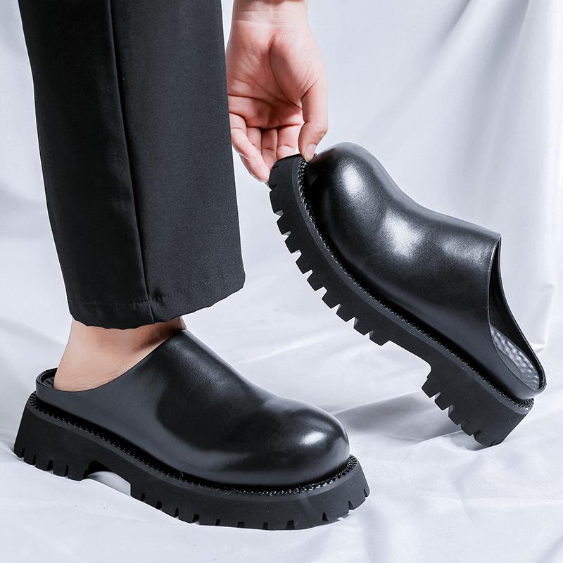 Fashion Thick soled casual men's shoes Fashion and breathable style Leisure Party Black classic versatile shoes Black Street Trends