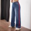 Womejeans Women's High Waist Patchwork Stripe Jeans - American Design, Spring/Summer, Loose & Slimming Fit