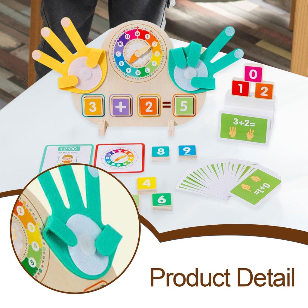 Enlightenment Math Cartoon Animal Finger Number Decomposition Addition And Subtraction Color Recognition Matching Wooden Toys