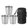 3Pcs 300ml Tea Coffee Milk Mug with Storage Bag Camping Beer Cup Stainless Steel Portable Water Cup for Outdoor Barbecue