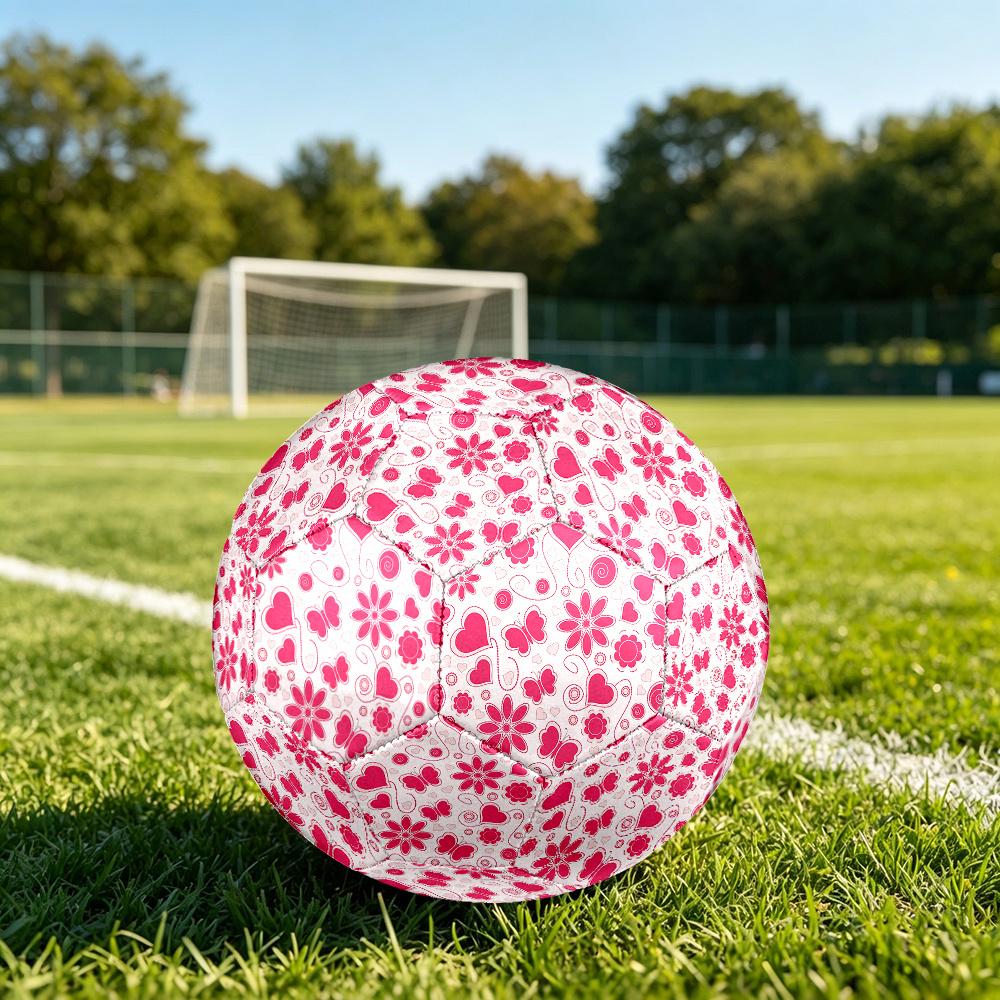 1PC Pink Floral Butterflies Soccer Ball Size 5 Football Machine Sewn Indoor/Outdoor Universal Football A48