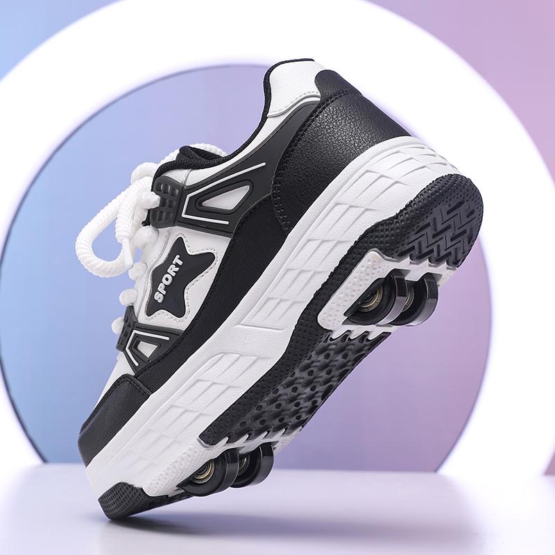 Scarpe a rotelle a quattro ruote da ragazzo autunnali pattinaggio a rotelle rimovibili scarpe da pattinaggio da studente scarpe da bambino con ruote