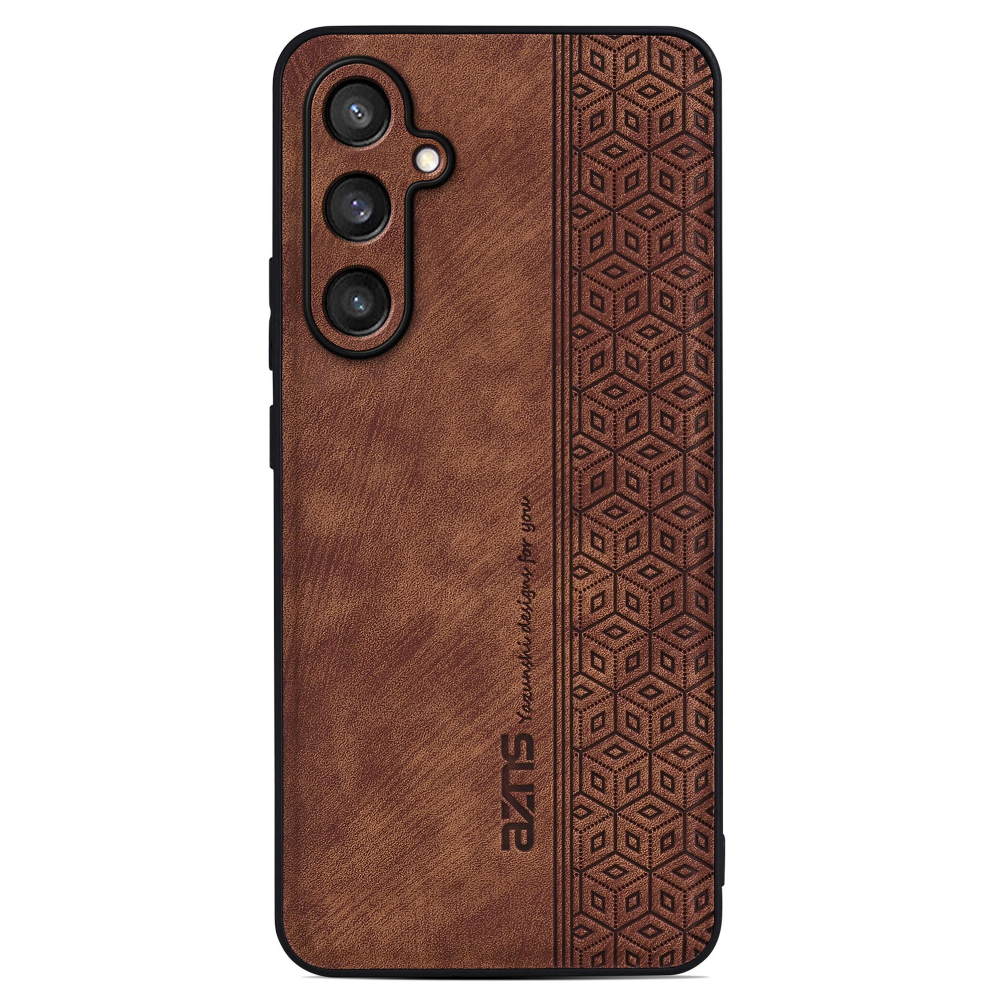 

AZNS For Samsung Galaxy S24 FE Shockproof Case Anti-Drop PU Leather+TPU Phone Cover Brown